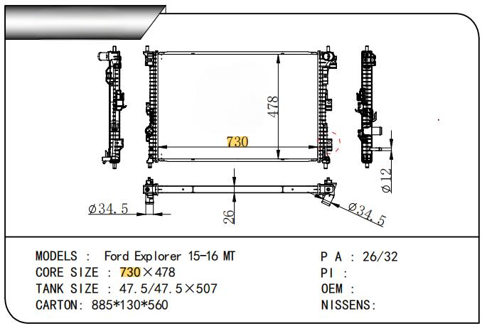  FORD USA  Auto Radiator